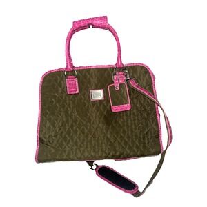 Liz Claiborne Quilted Nylon Pink Brown Bag Tote Crossbody